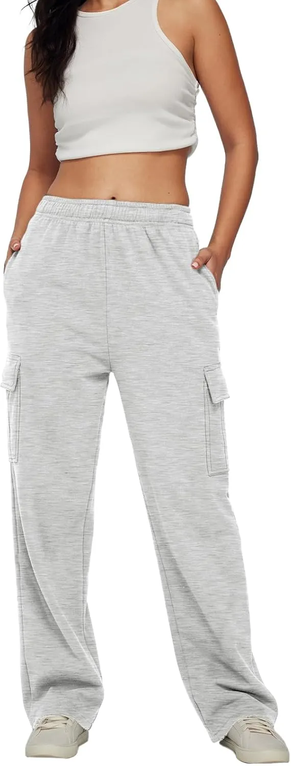 AUTOMET Womens Cargo Sweatpants Baggy Fleece High Waisted Joggers Sweat Pants Athletic Pants