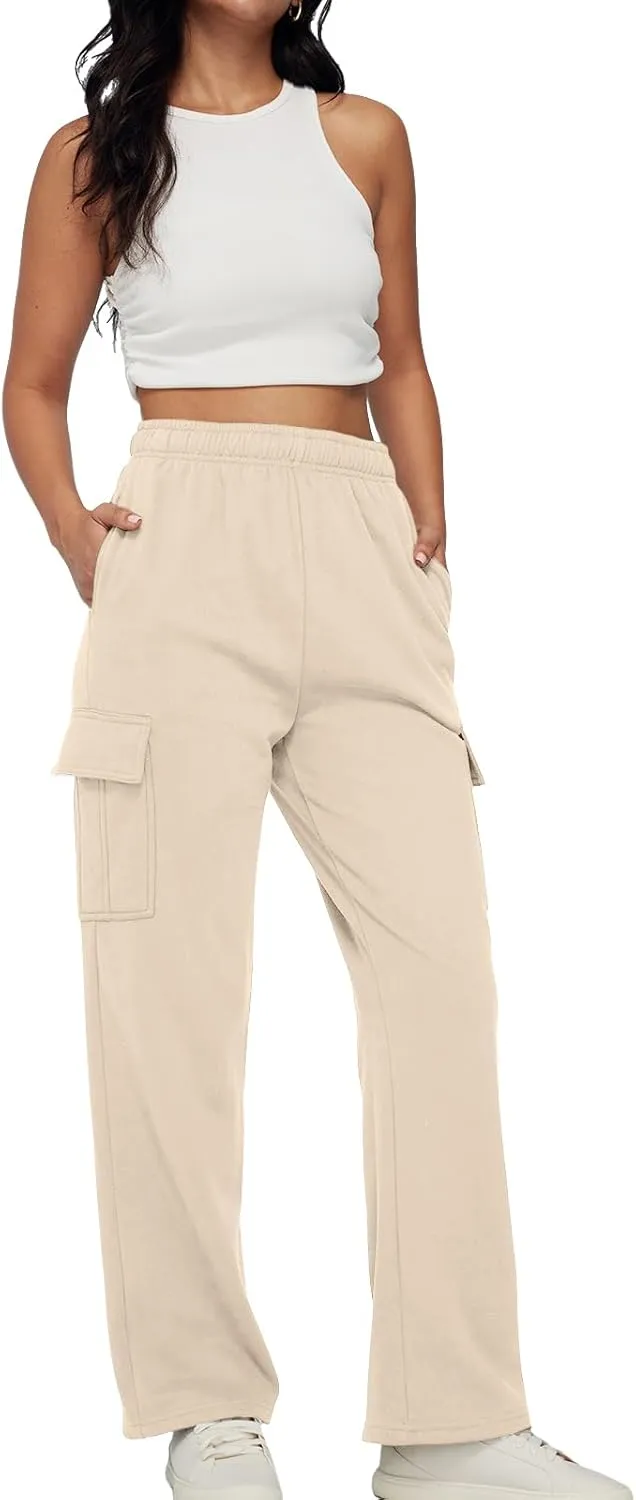 AUTOMET Womens Cargo Sweatpants Baggy Fleece High Waisted Joggers Sweat Pants Athletic Pants