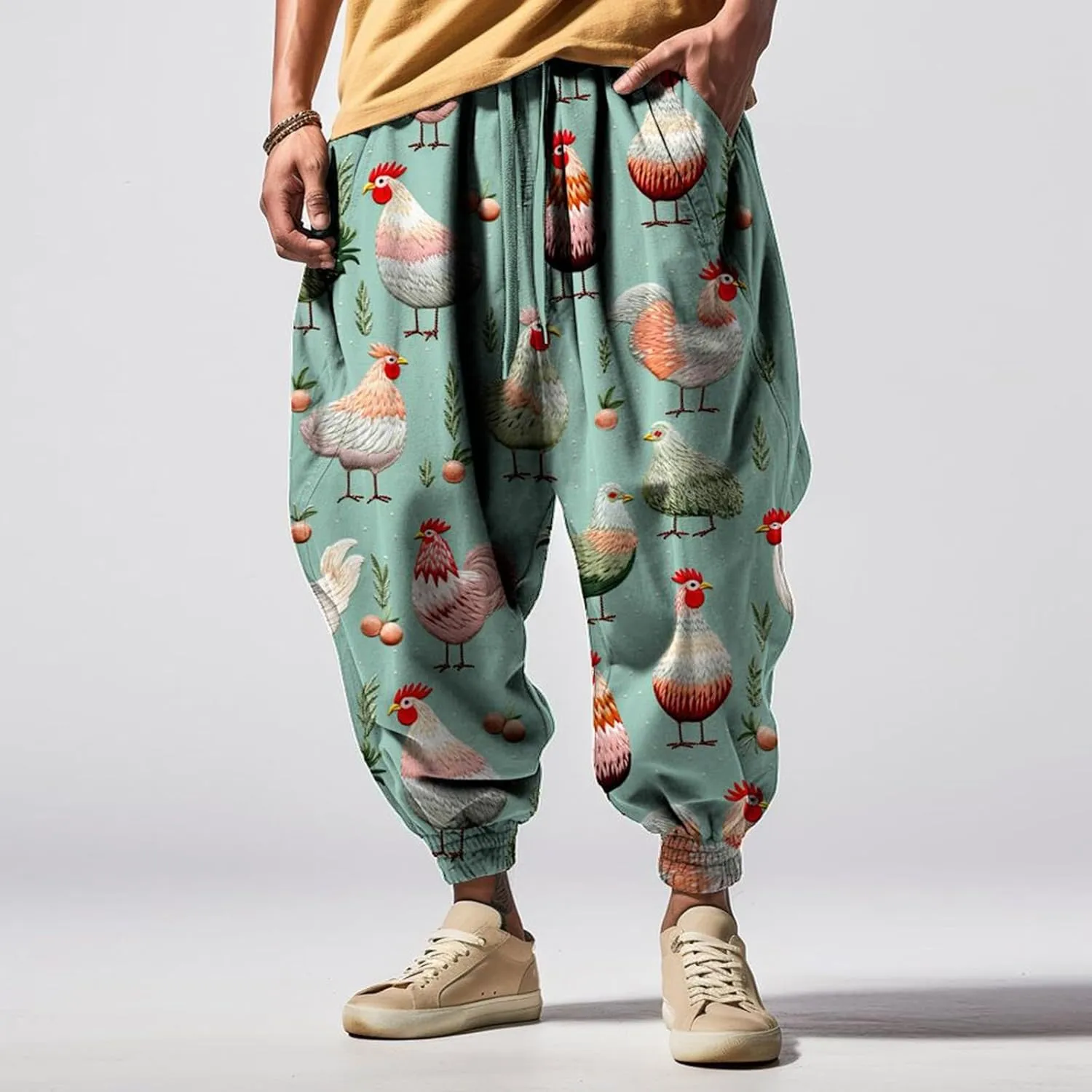 Baggy Wide Leg Pants Fashion Street Feel Casual Sweatpants Mens Drawstring Aladdil Hippie Harem Pants Yoga Pants Men