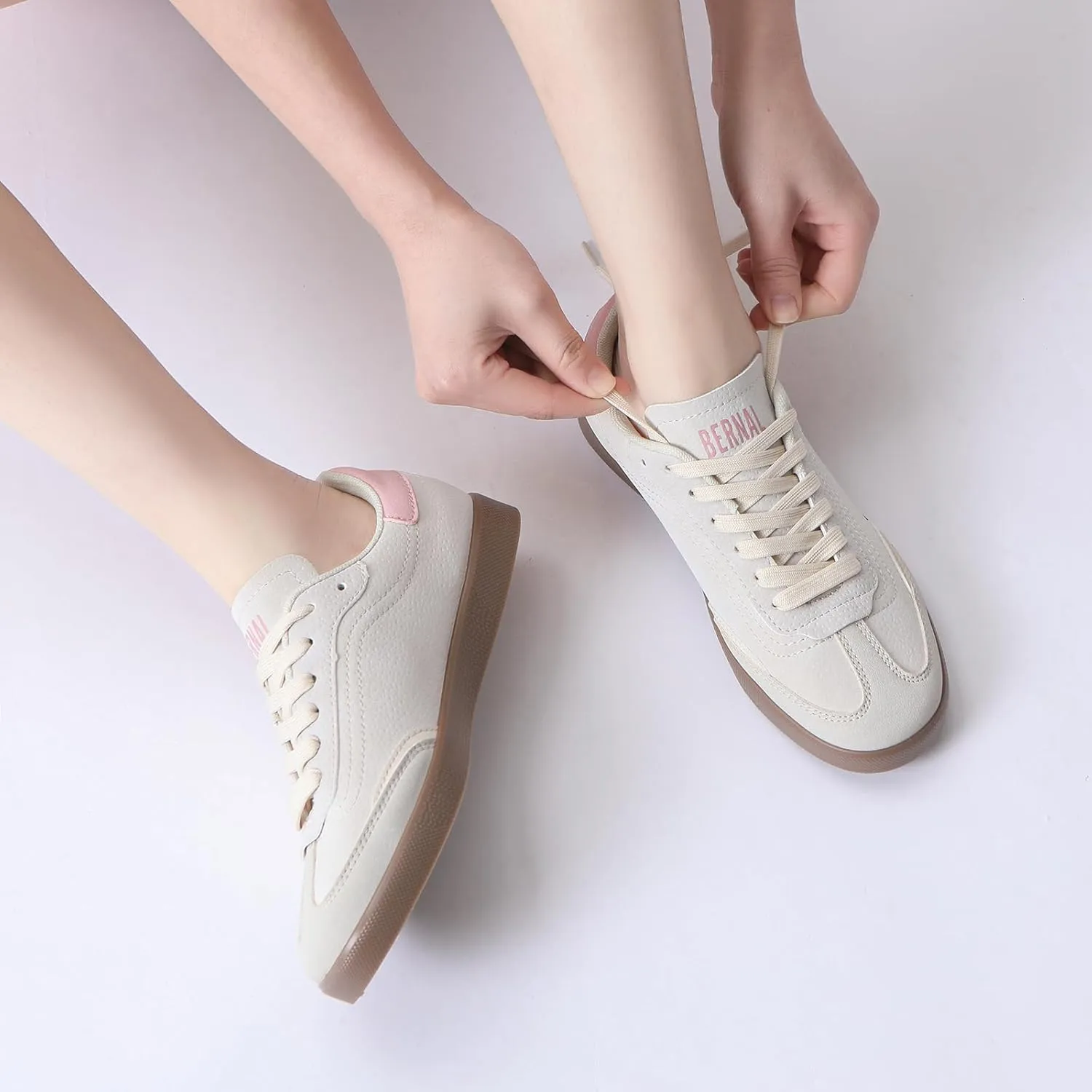Bernal Women's Fashion Sneakers Flat Low-Top Lace-Up Comfortable Casual Tennis Shoes Walking Travel Shoes Dress Sneakers