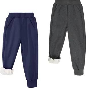 BIG ELEPHANT Boys Girls Fleece Lined Sweatpants, Youth Soft Cotton Athletic Jogger, Kids Basic Active Pants with Pockets