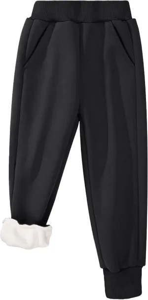 BIG ELEPHANT Boys Girls Fleece Lined Sweatpants, Youth Soft Cotton Athletic Jogger, Kids Basic Active Pants with Pockets