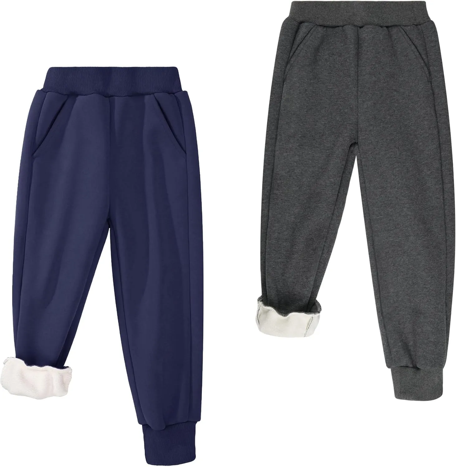 BIG ELEPHANT Boys Girls Fleece Lined Sweatpants, Youth Soft Cotton Athletic Jogger, Kids Basic Active Pants with Pockets