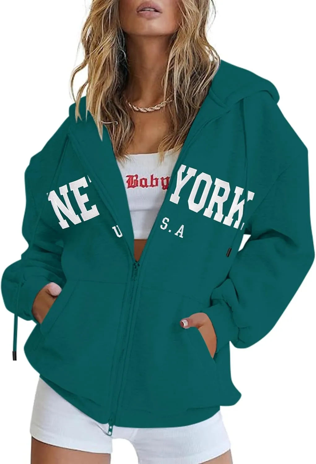 Blingfit Zip Up Hoodies for Women Oversized Y2K Velvet Sweatshirt Long Sleeve 2024 Fashion Hoodie Jacket with Pocket