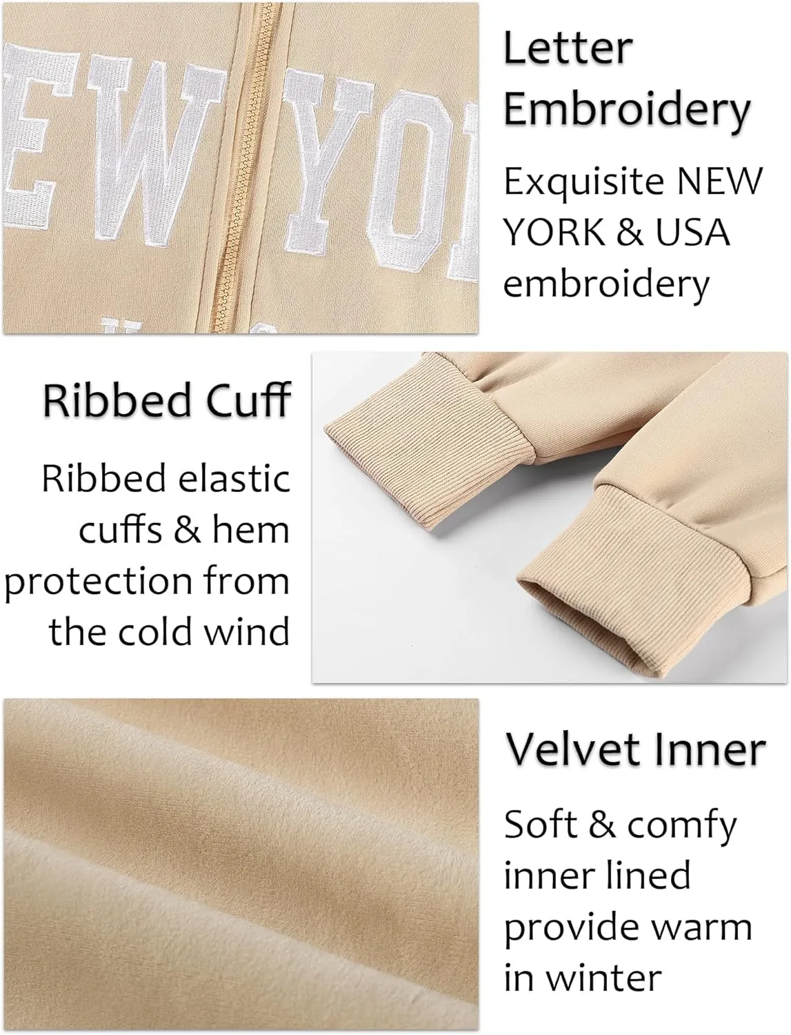 Blingfit Zip Up Hoodies for Women Oversized Y2K Velvet Sweatshirt Long Sleeve 2024 Fashion Hoodie Jacket with Pocket