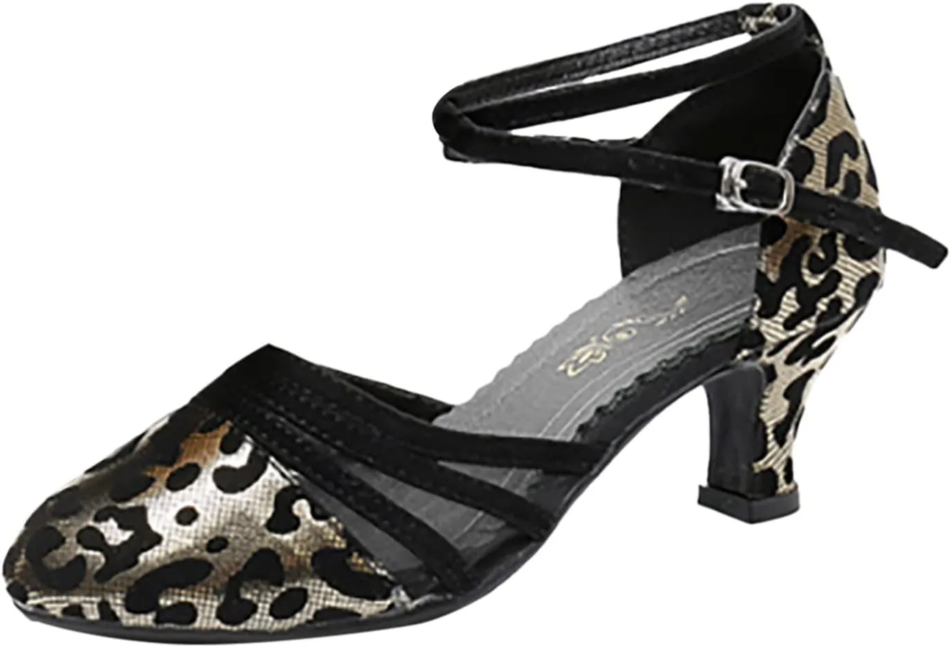 Block Heels for Women Latin Dance Shoes Chunky Heeled Ballroom Tango Strappy Heels Party Sequin Dance Shoes