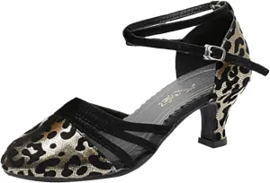 Block Heels for Women Latin Dance Shoes Chunky Heeled Ballroom Tango Strappy Heels Party Sequin Dance Shoes