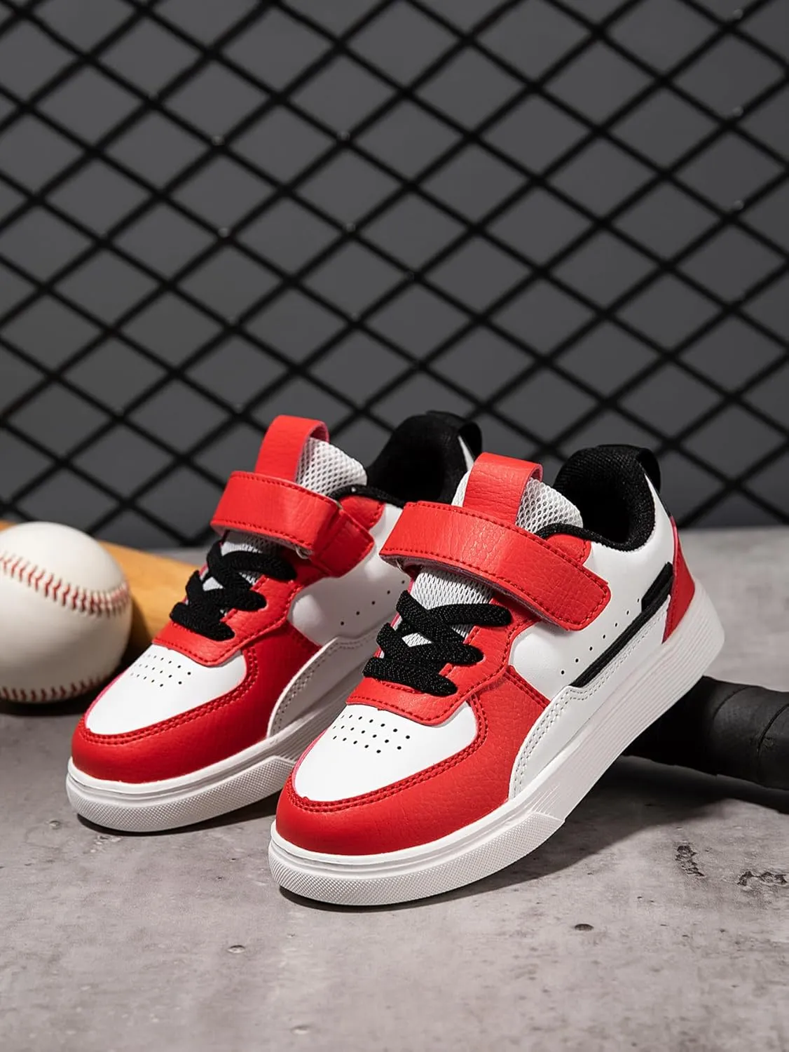 Boys and Girls Board Shoes Adjustable Hook and Loop Classic Low Top Kids Sneakers