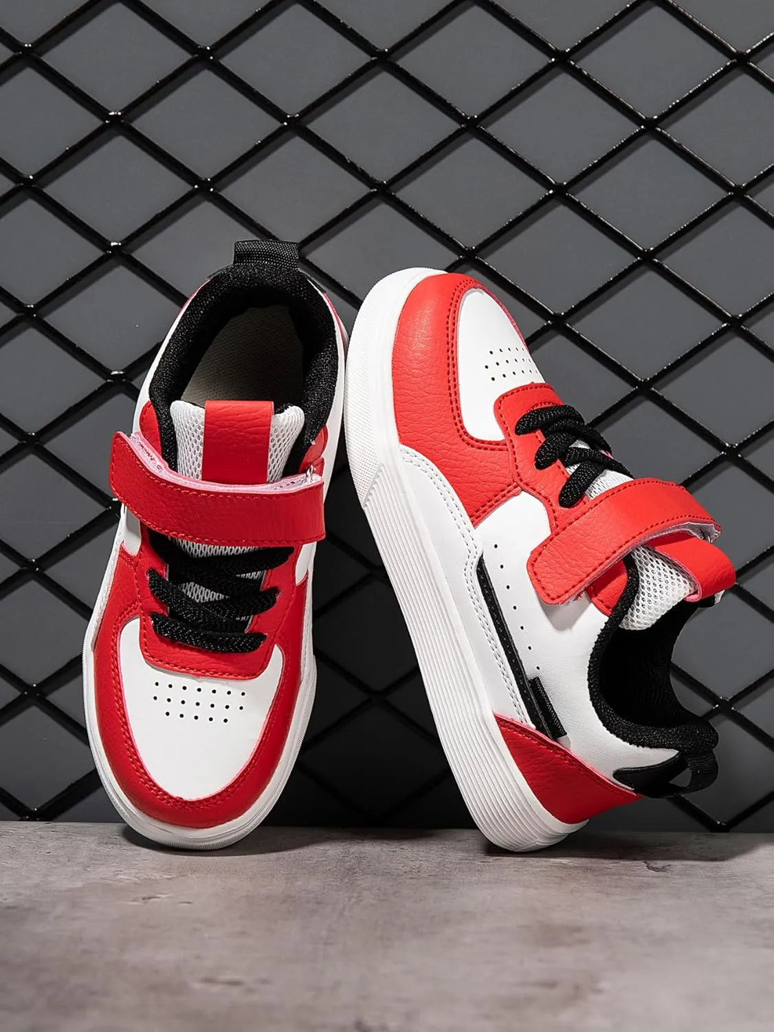Boys and Girls Board Shoes Adjustable Hook and Loop Classic Low Top Kids Sneakers