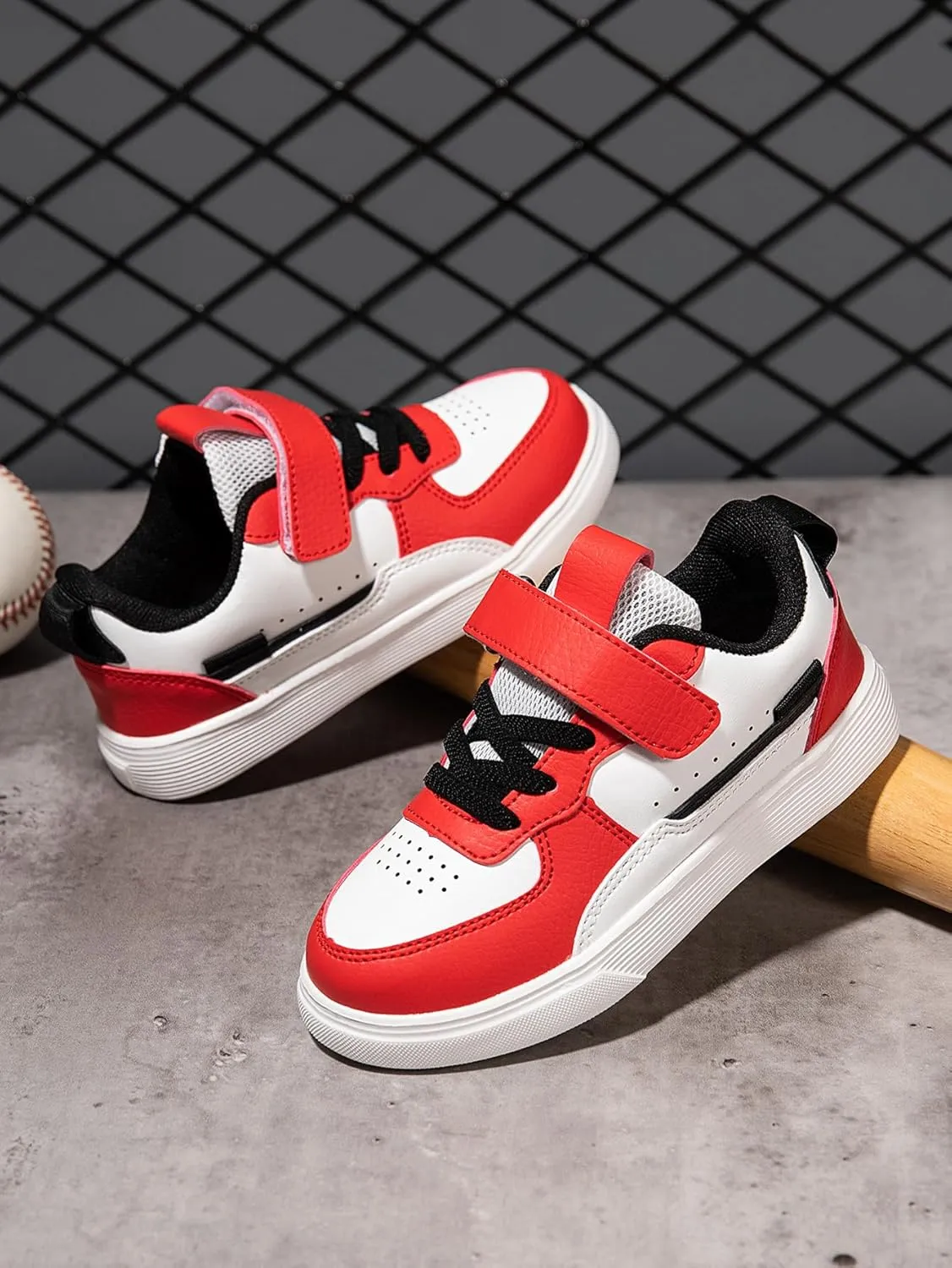 Boys and Girls Board Shoes Adjustable Hook and Loop Classic Low Top Kids Sneakers