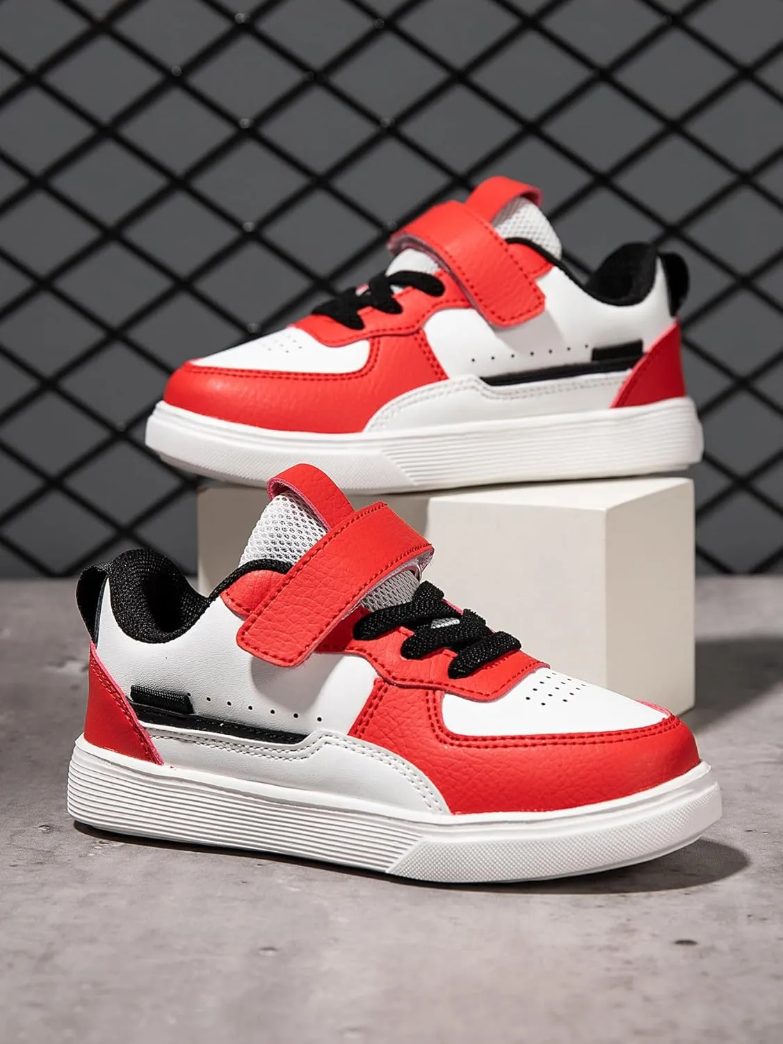 Boys and Girls Board Shoes Adjustable Hook and Loop Classic Low Top Kids Sneakers