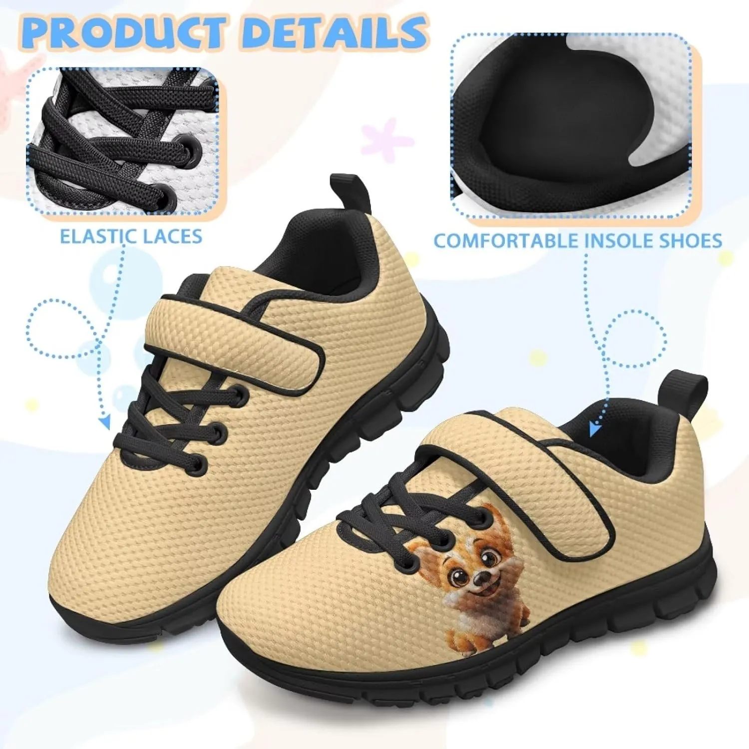 Boys Tennis Shoes Cute Animal Sneakers for Kids Slip On School Shoes