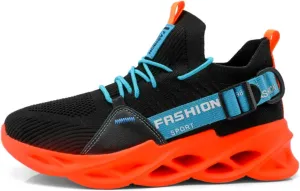 Breathable Mesh Stylish High Top Slip On Sneakers for Men Lightweight Blade Sole Design Sports Streetwear Shoes for Running Walking Gym Fashion Daily Wear