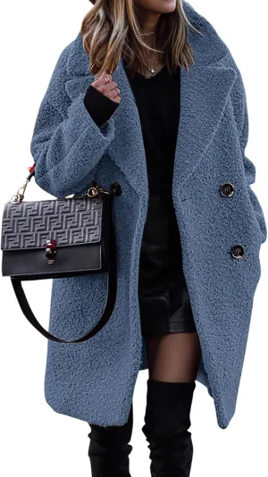 BTFBM Women 2025 Winter Faux Fur Coats Lapel Long Sleeve Fuzzy Fleece Outerwear Button Down Sherpa Jackets Fall Outfits