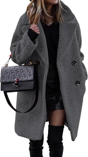 BTFBM Women 2025 Winter Faux Fur Coats Lapel Long Sleeve Fuzzy Fleece Outerwear Button Down Sherpa Jackets Fall Outfits