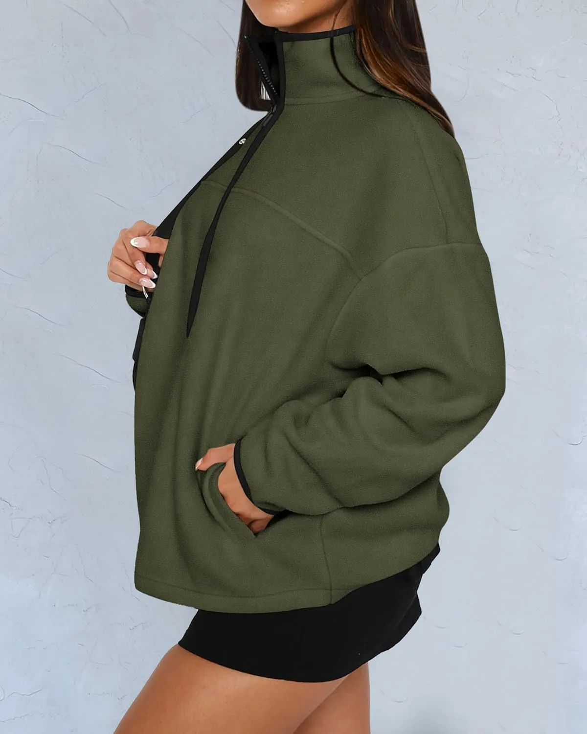BTFBM Women's Fleece Jackets Fall Winter Clothes 2025 Stand Collar Outwear Jacket Zip Up Casual Fuzzy Coats Pockets