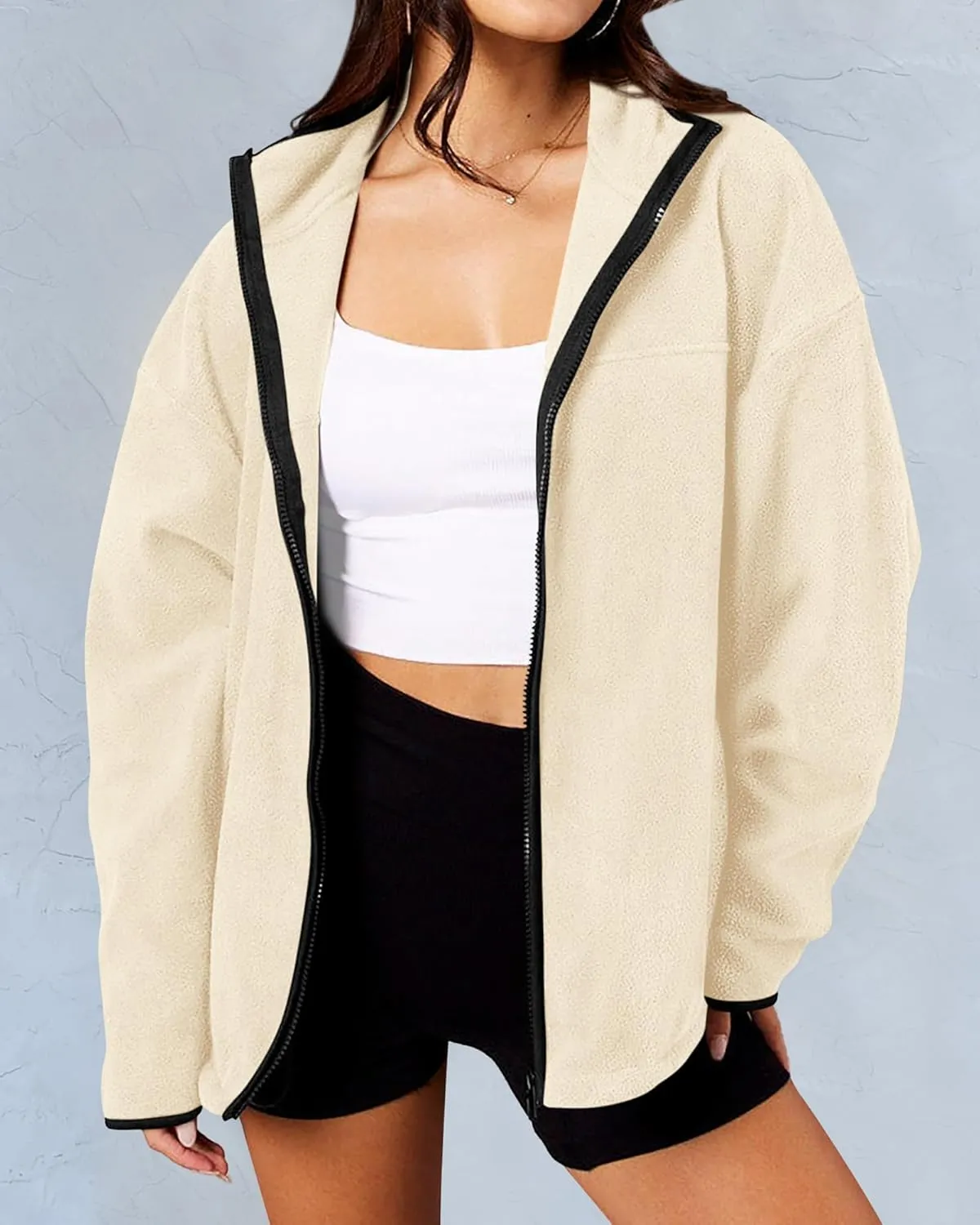 BTFBM Women's Fleece Jackets Fall Winter Clothes 2025 Stand Collar Outwear Jacket Zip Up Casual Fuzzy Coats Pockets