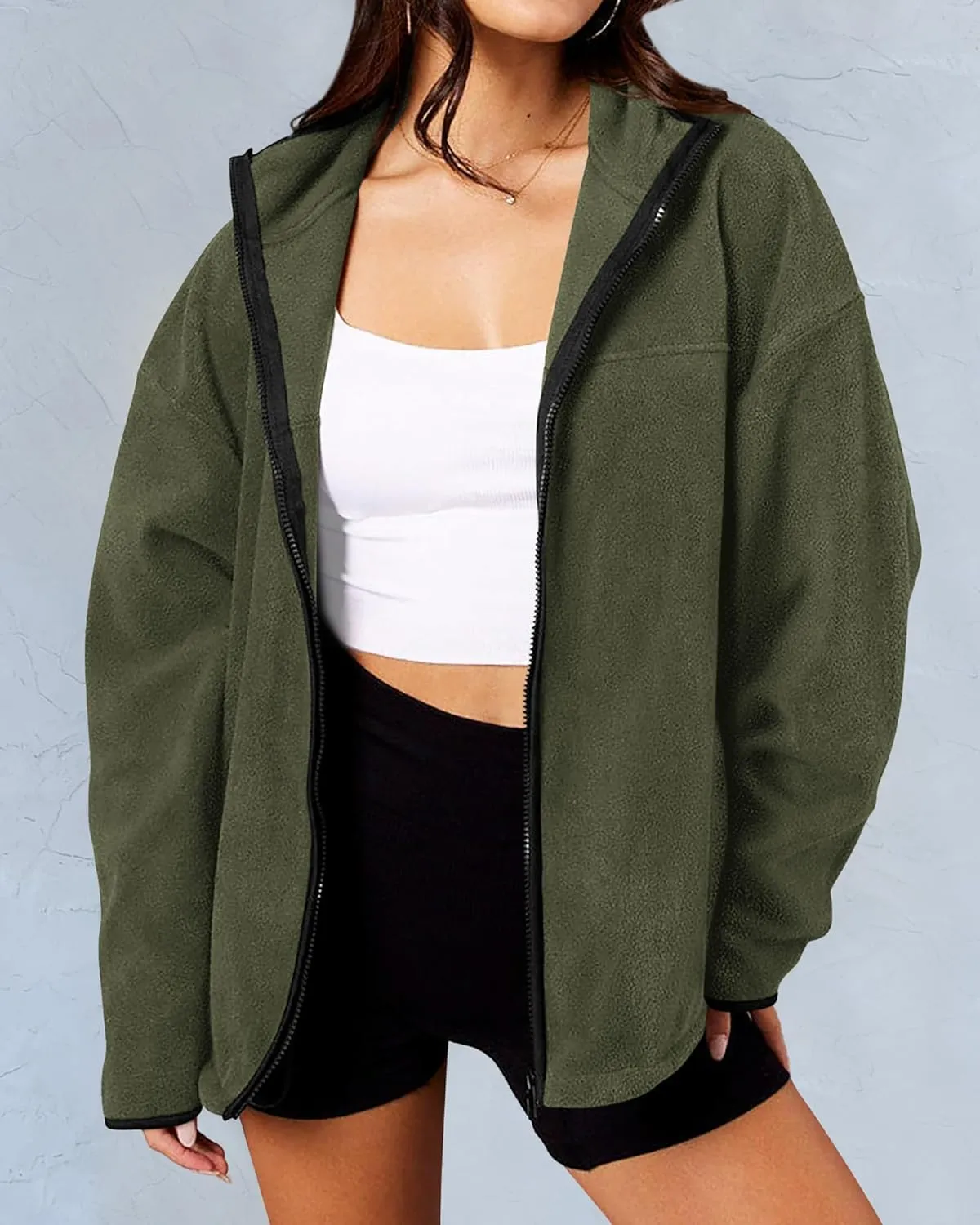 BTFBM Women's Fleece Jackets Fall Winter Clothes 2025 Stand Collar Outwear Jacket Zip Up Casual Fuzzy Coats Pockets