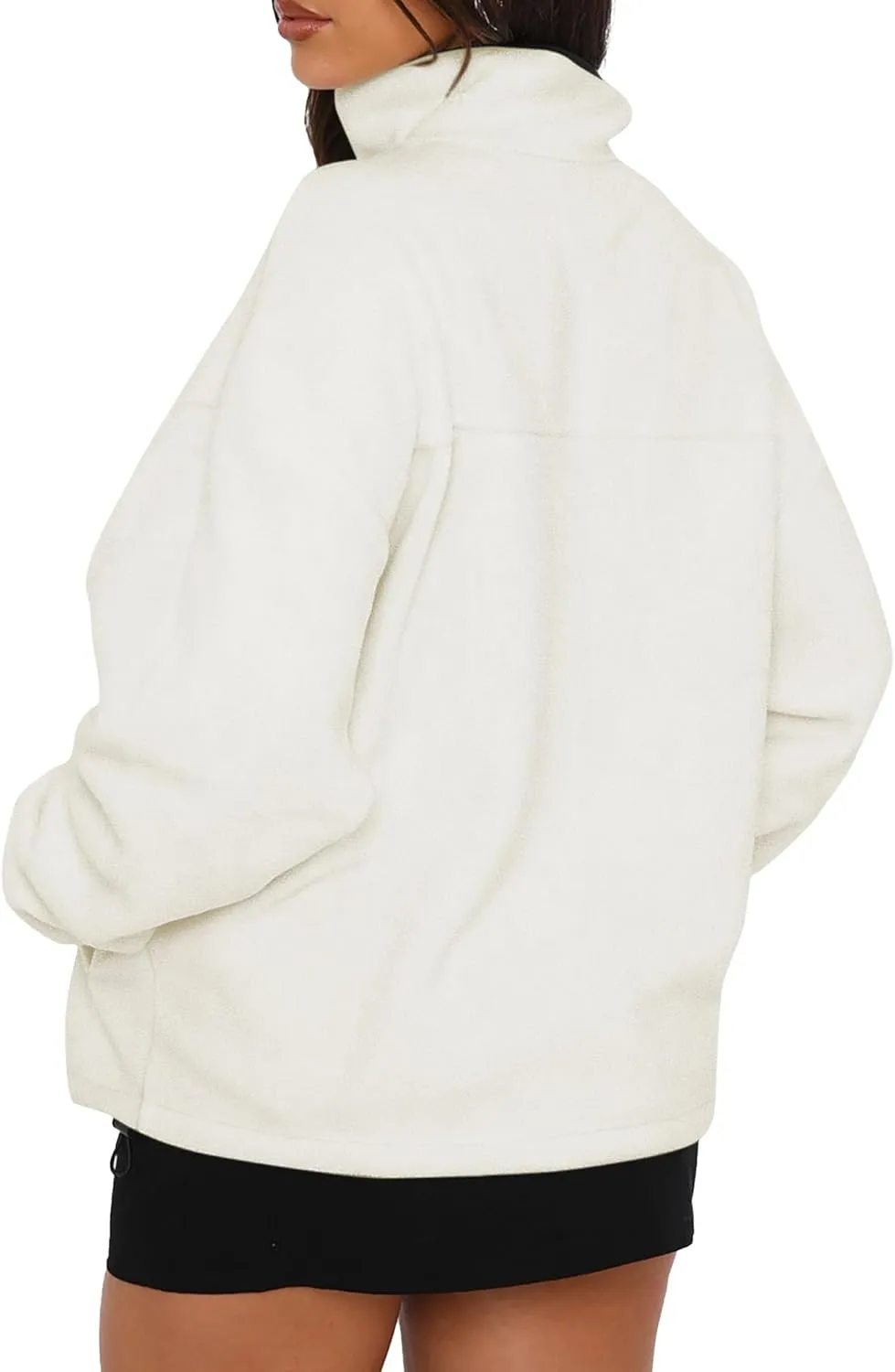 BTFBM Women's Zip Up Fleece Jackets Stand Collar 2024 Fall Winter Outerwear Casual Fuzzy Coats with Pockets