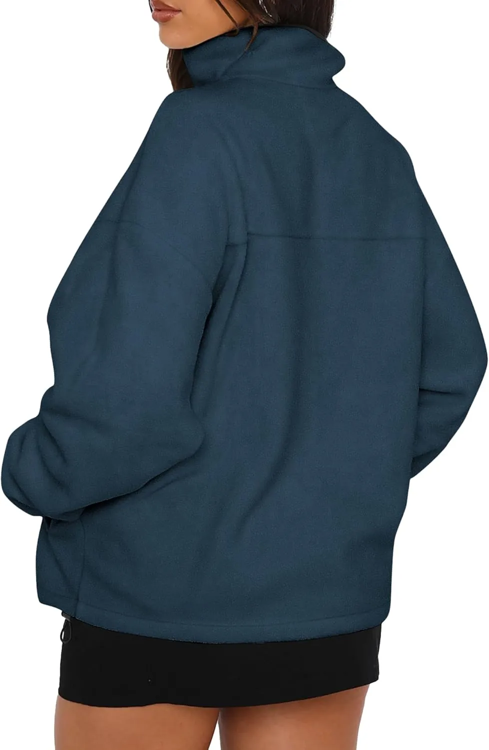 BTFBM Women's Zip Up Fleece Jackets Stand Collar 2024 Fall Winter Outerwear Casual Fuzzy Coats with Pockets