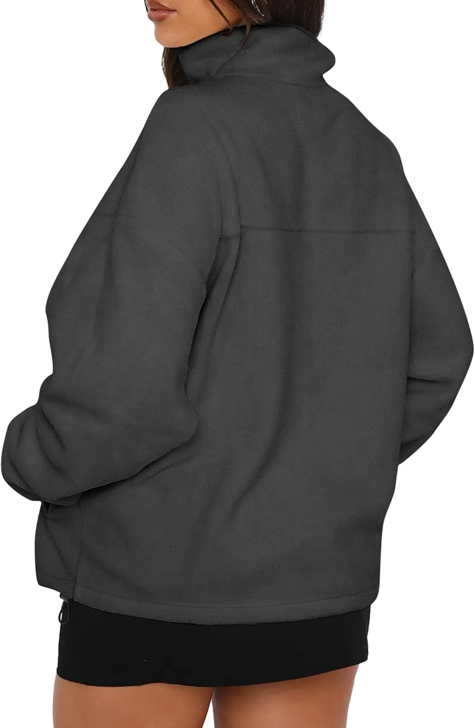 BTFBM Women's Zip Up Fleece Jackets Stand Collar 2024 Fall Winter Outerwear Casual Fuzzy Coats with Pockets
