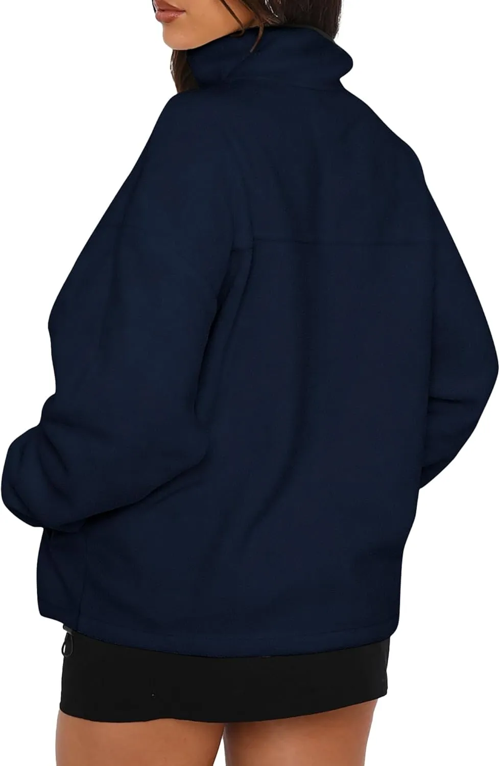 BTFBM Women's Zip Up Fleece Jackets Stand Collar 2024 Fall Winter Outerwear Casual Fuzzy Coats with Pockets