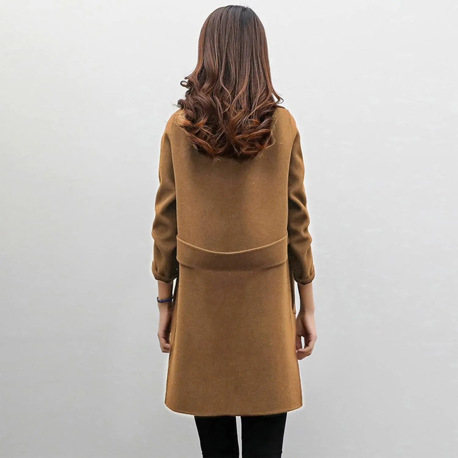 BZGTZT Women's Sexy Trench Coat Winter Wool Blend Notch Lapel Double Breasted Cardigans Mid-Length Cardigans Jacket Coats