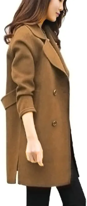 BZGTZT Women's Sexy Trench Coat Winter Wool Blend Notch Lapel Double Breasted Cardigans Mid-Length Cardigans Jacket Coats