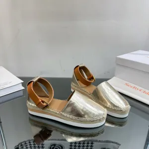 CALFSKIN RAFFIA WOVEN LIGHT SEE GOLD Cost-efficient SANDAL IN CHLOÉ AND BY Seasonal sale ESPADRILLES