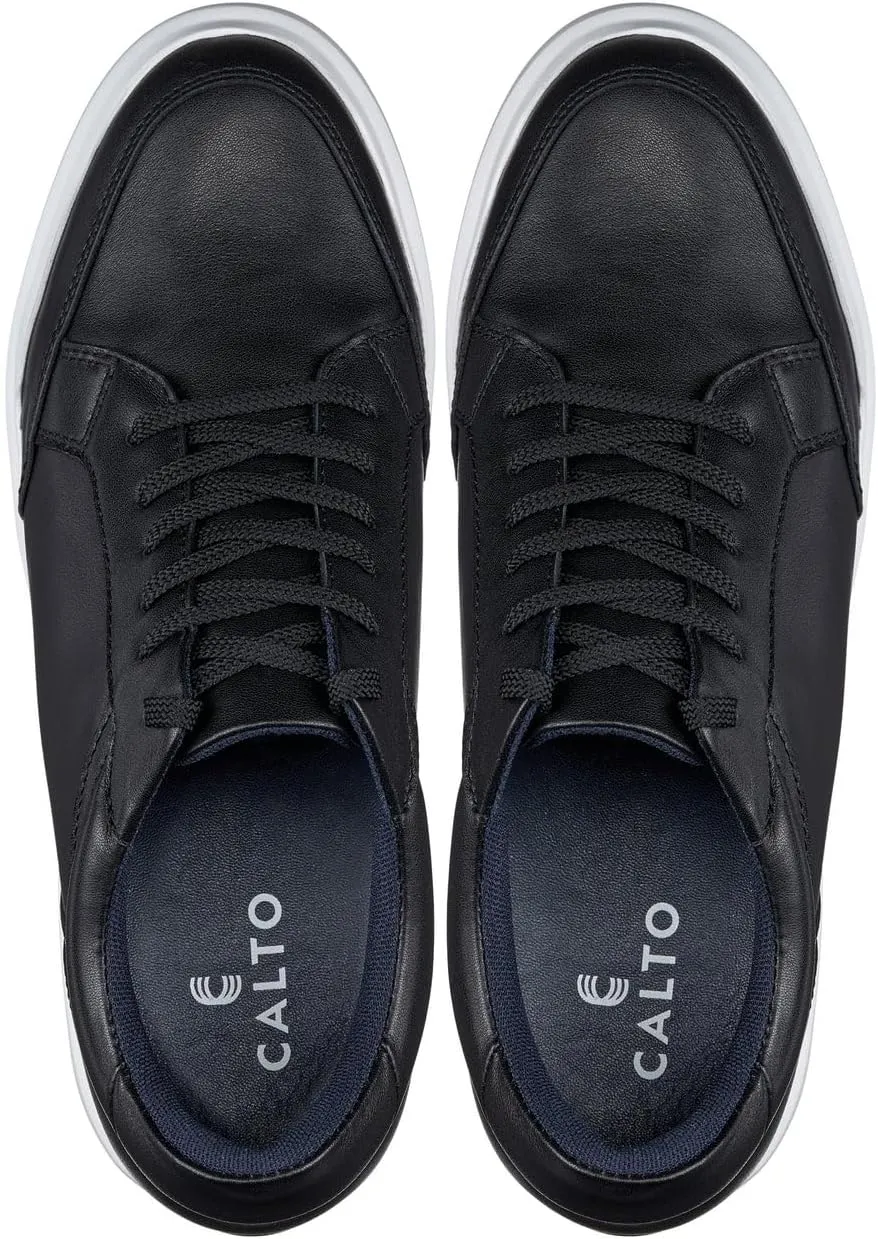 CALTO Men's Invisible Height Increasing Elevator Shoes - Lightweight Lace-up Casual Sneakers - 2.6 Inches Taller