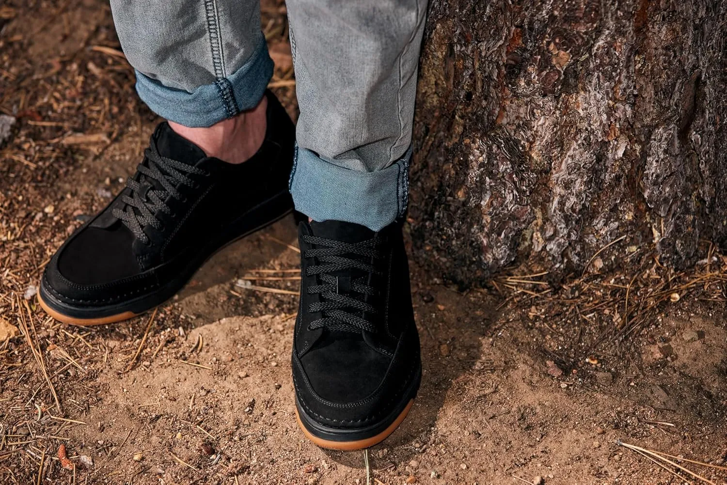 CALTO Men's Invisible Height Increasing Elevator Shoes - Noir Suede/Black & Gum Sole Premium Suede Leather Lace-up Fashion Sneakers - 2.6 Inches Taller - Y7933 - Size 10 D(M) US