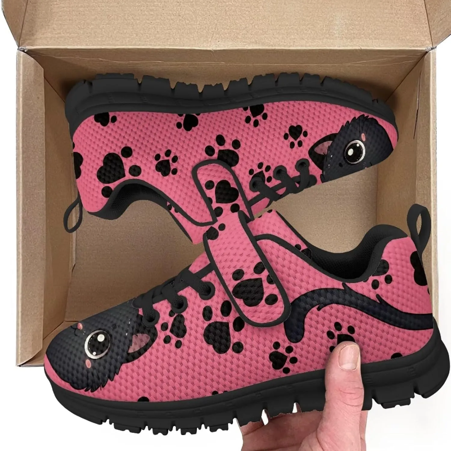 Cat Print Wide Barefoot Shoes for Boys Girls Winter Sneakers Running Shoe Athletic Walking Sneaker