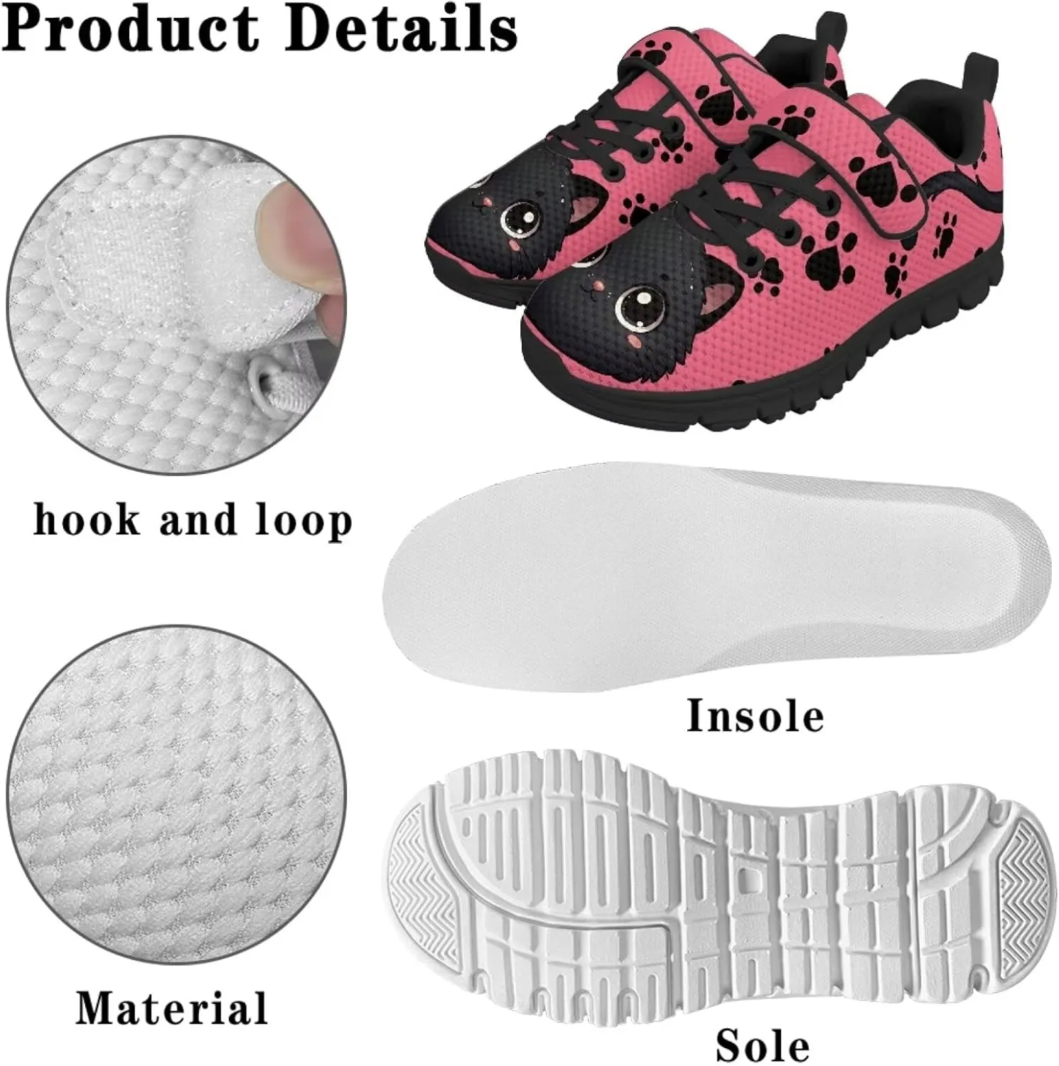 Cat Print Wide Barefoot Shoes for Boys Girls Winter Sneakers Running Shoe Athletic Walking Sneaker