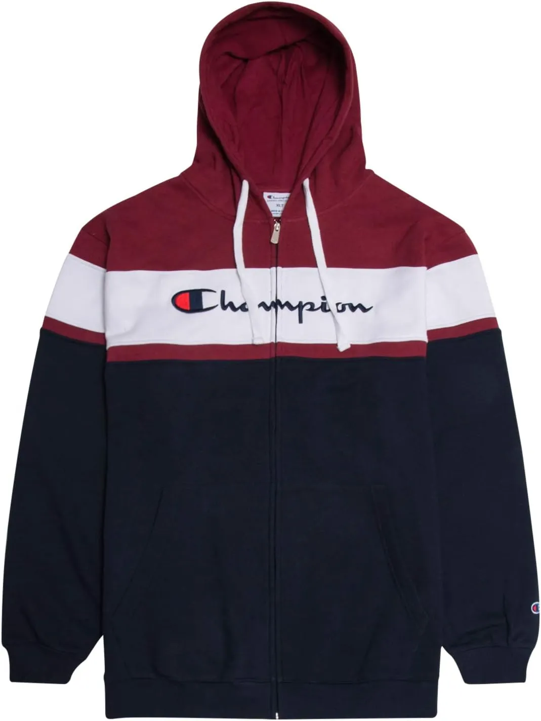 Champion Mens Big and Tall Full Zip Hoodie Classic Embroidered Logo