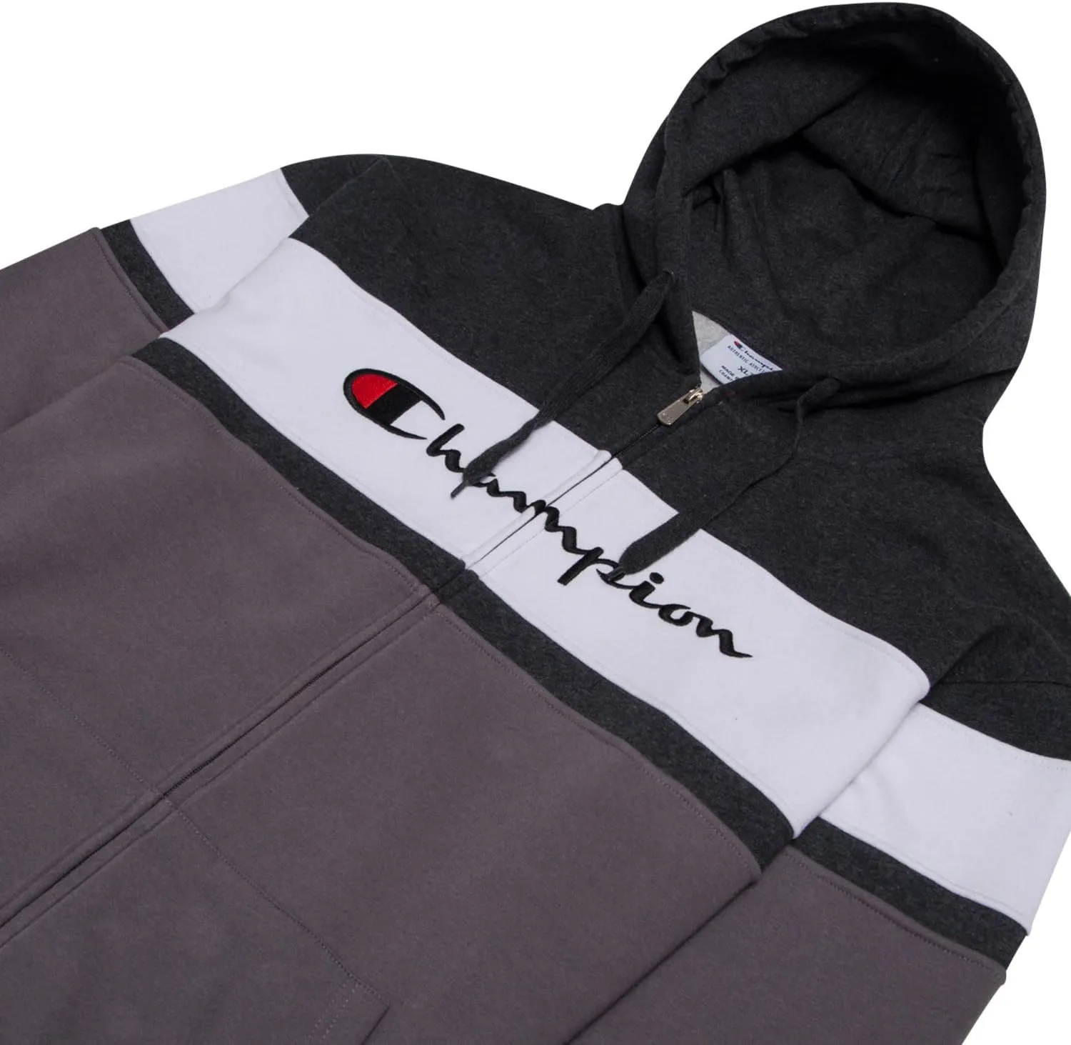 Champion Mens Big and Tall Full Zip Hoodie Classic Embroidered Logo