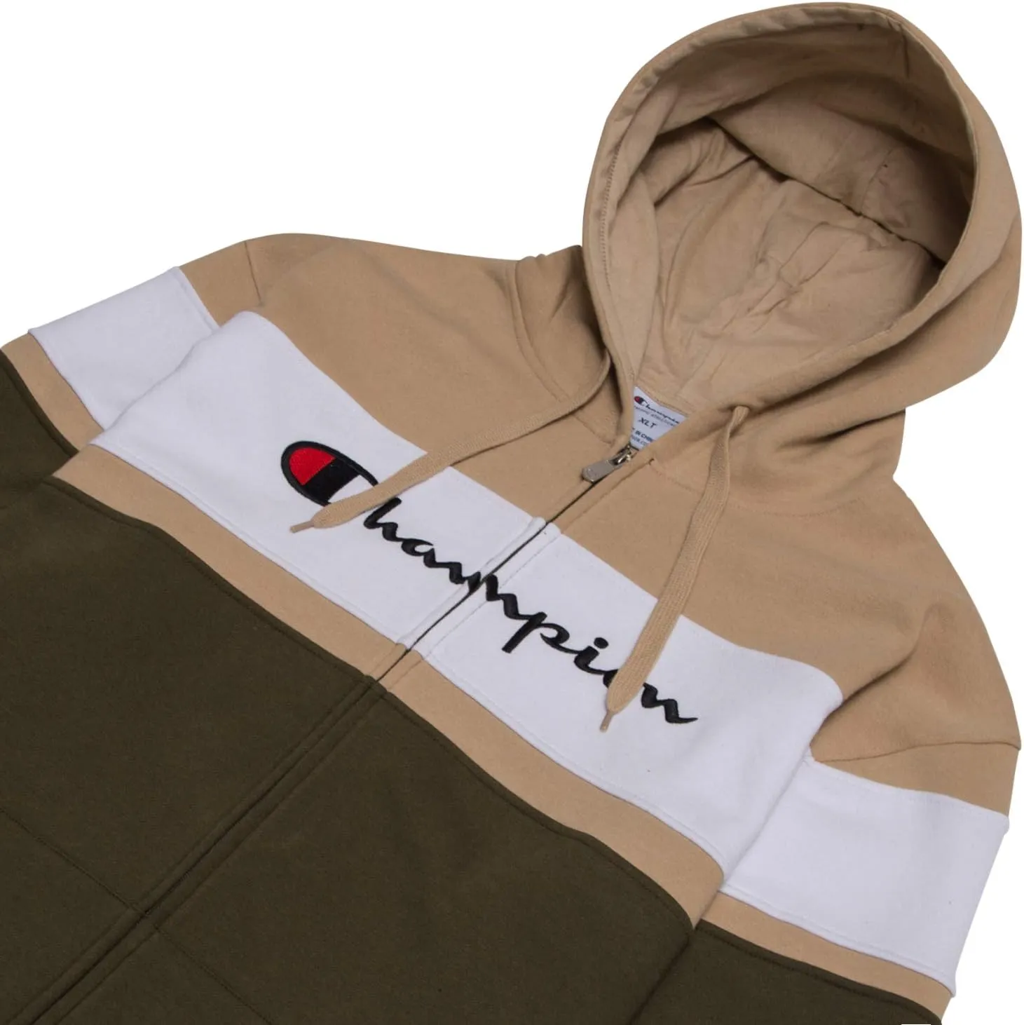 Champion Mens Big and Tall Full Zip Hoodie Classic Embroidered Logo