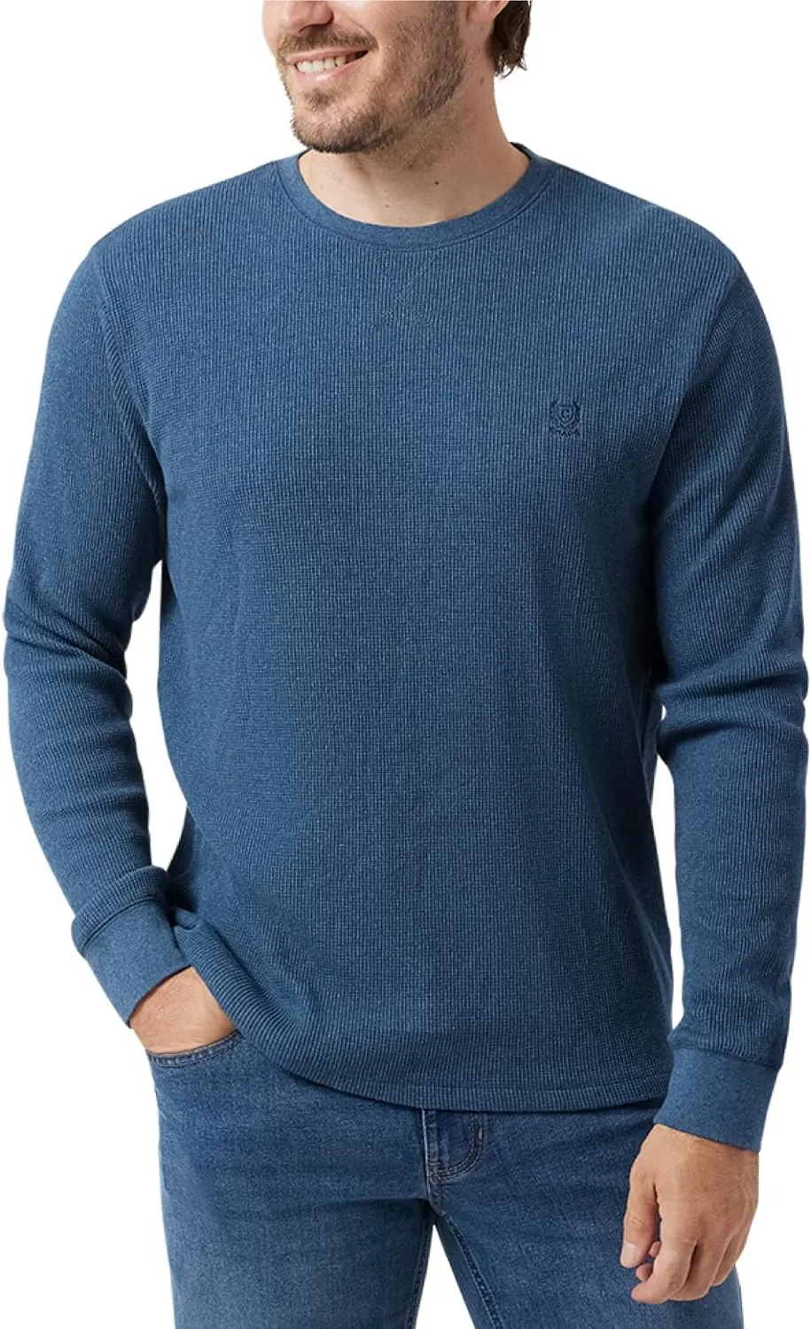 Chaps Men's Long Sleeve Shirt - Casual Thermal Crewneck Shirt - Waffle Knit Shirt for Men (M-XXL)