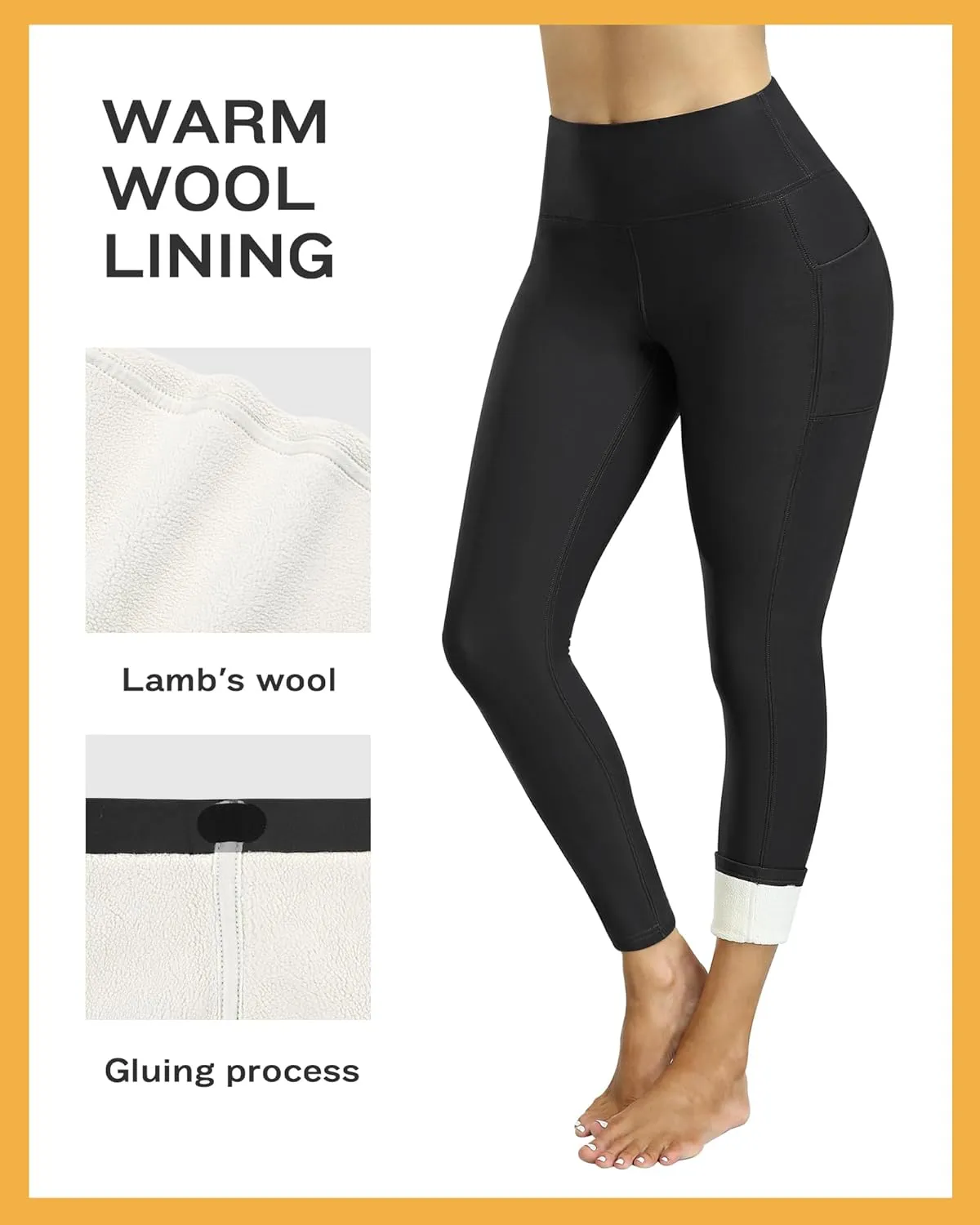 CHRLEISURE Fleece Lined Leggings Women with Pockets - Winter Warm Thermal Thick Tights High Waisted Yoga Pants