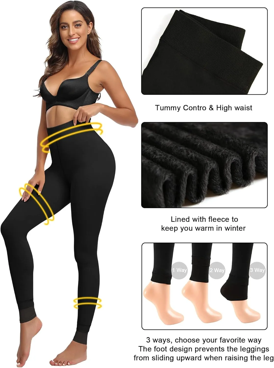 CHRLEISURE Women's Winter Warm Fleece Lined Leggings - Thick Velvet Tights Thermal Pants