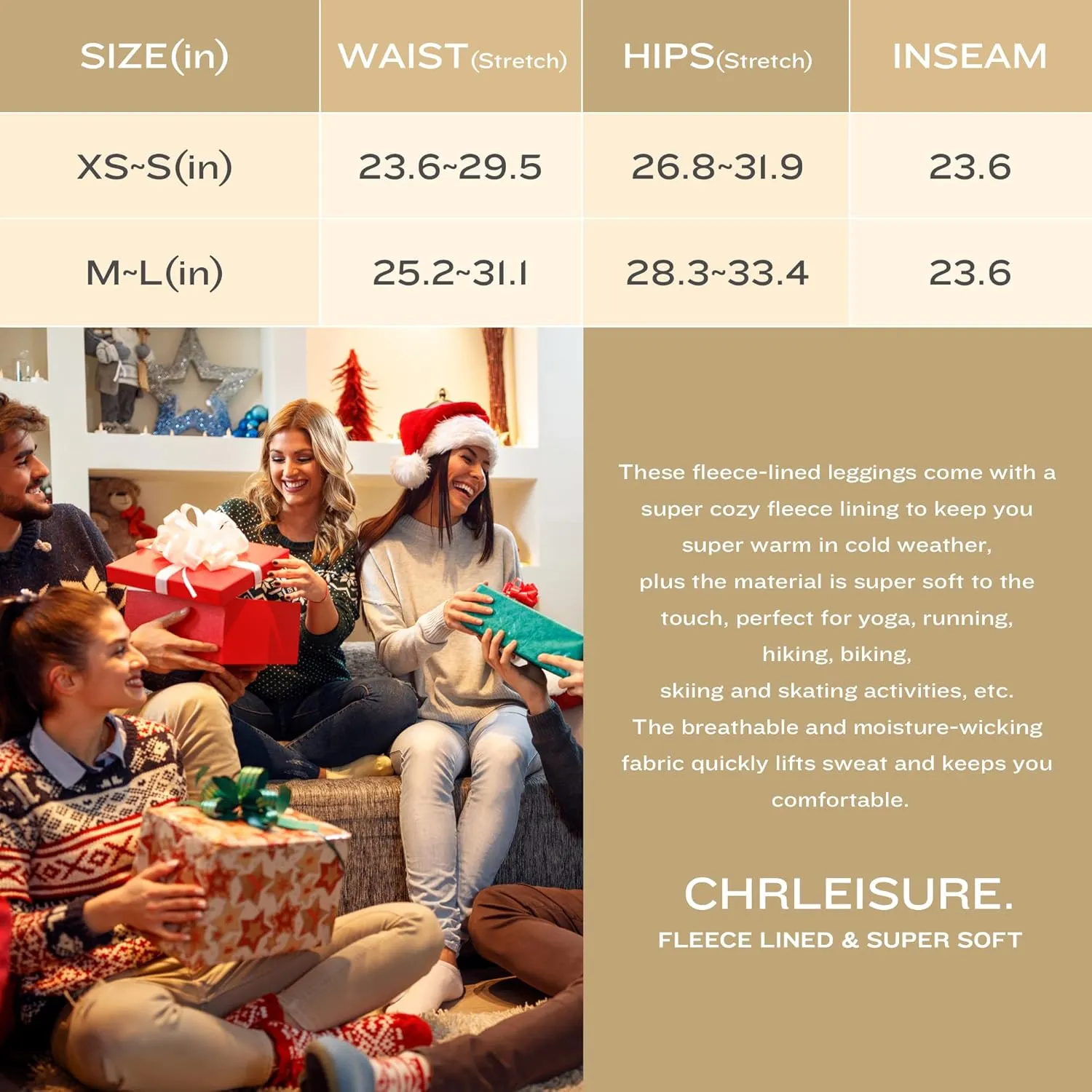 CHRLEISURE Women's Winter Warm Fleece Lined Leggings - Thick Velvet Tights Thermal Pants