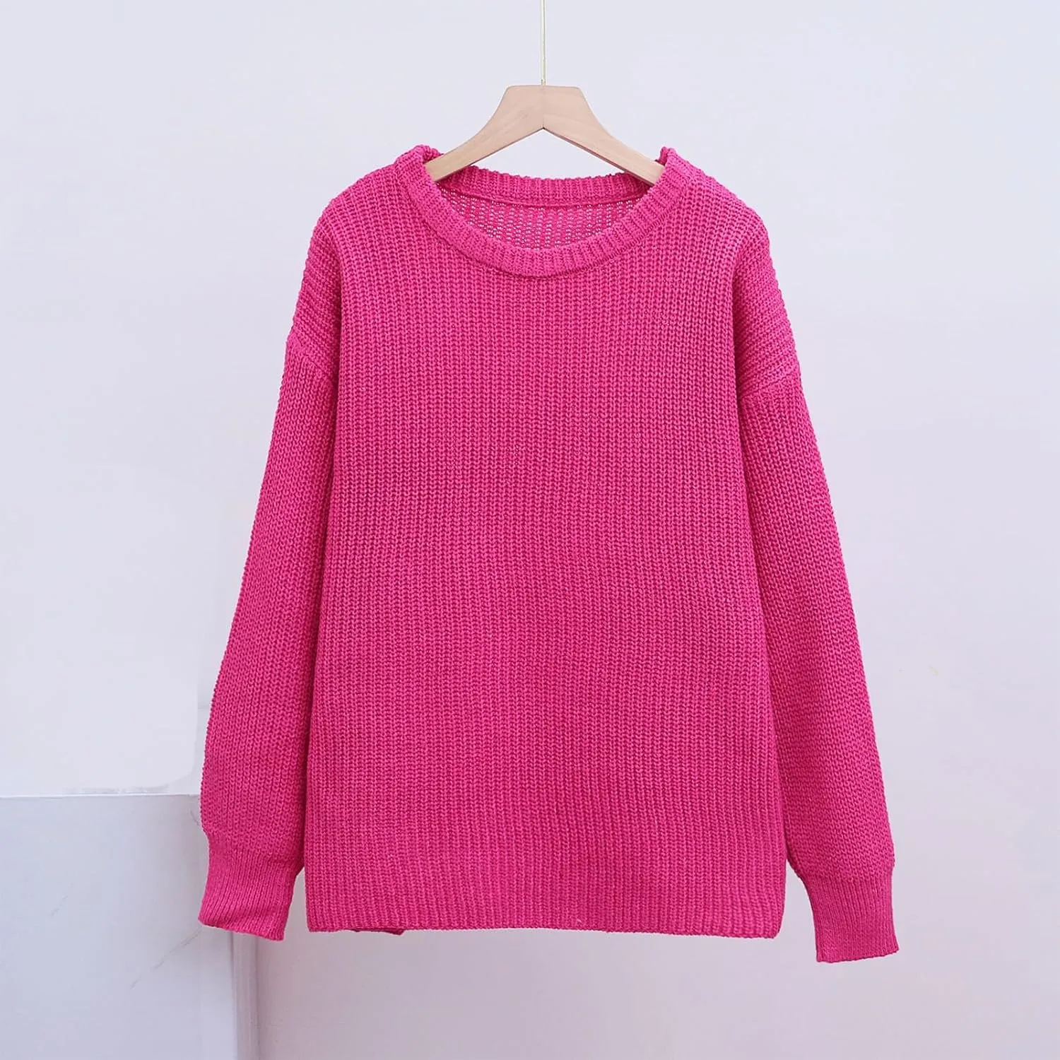 Chunky Knit Winter Sweater for Women Casual Loose Oversized Long Sleeve Crewneck Pullover Sweaters Jumper Tops