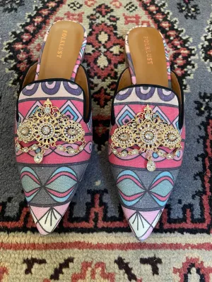 Cleopatra Novelty Print Flat Mules