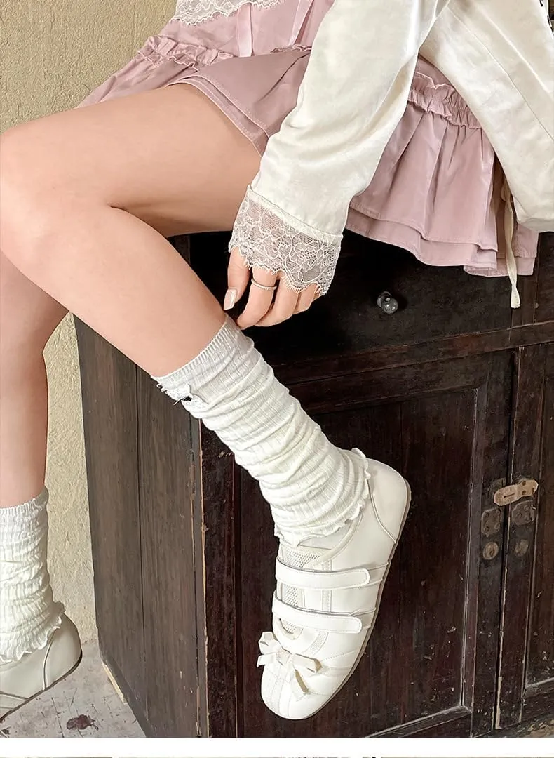 Comfort Wear Shoes Bows Ballet Sneakers for Women Round Toe Sneakerina Athleisure Lolita Flats Cute Y2K Retro Kawaii Elegant Dressy Fashion Trendy Tennis Trainers Back to School Spring Summer Outdoors