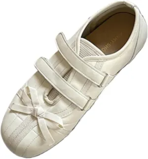 Comfort Wear Shoes Bows Ballet Sneakers for Women Round Toe Sneakerina Athleisure Lolita Flats Cute Y2K Retro Kawaii Elegant Dressy Fashion Trendy Tennis Trainers Back to School Spring Summer Outdoors