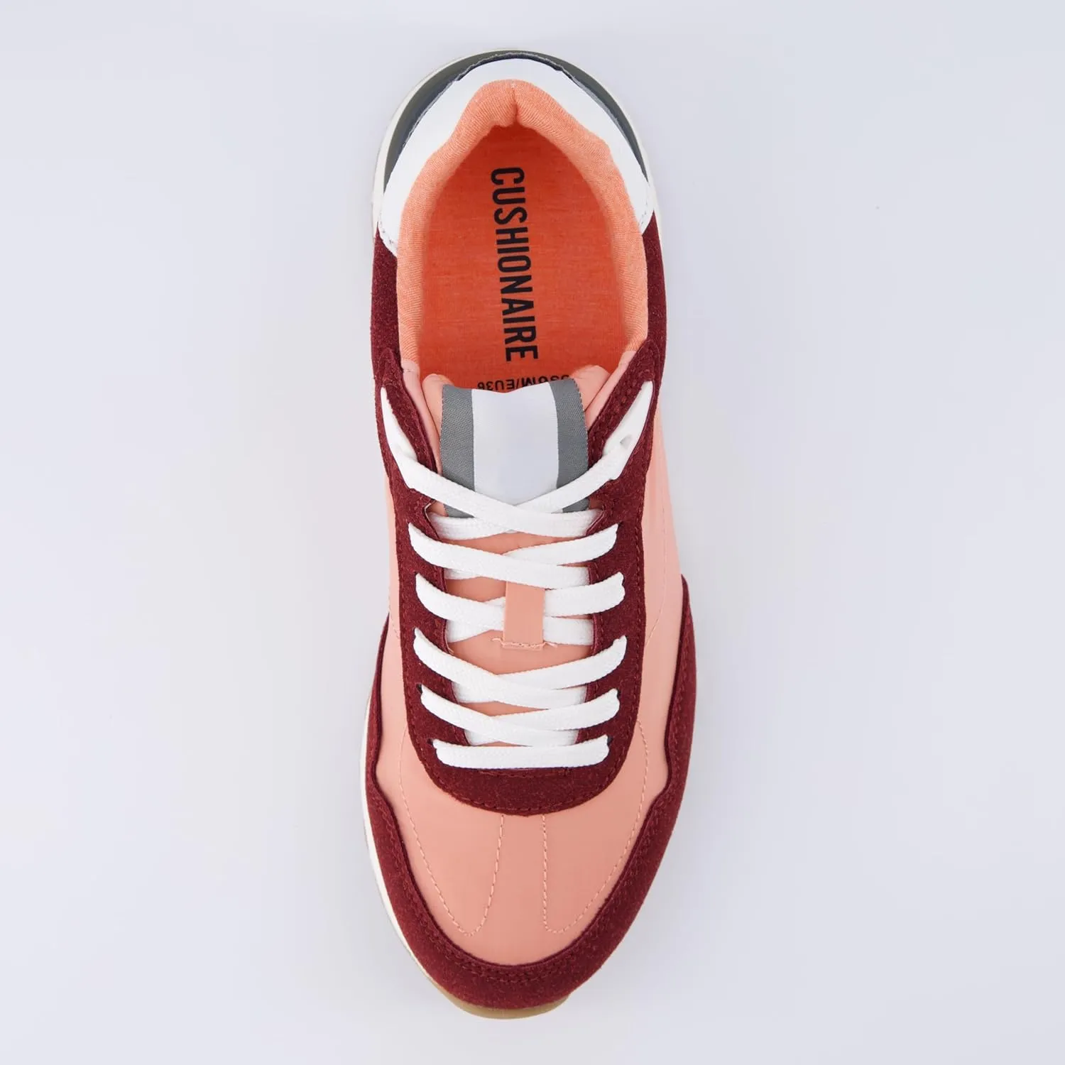 CUSHIONAIRE Women's Kicks lace up Nylon Sneaker  Comfort Foam, Wide Widths Available