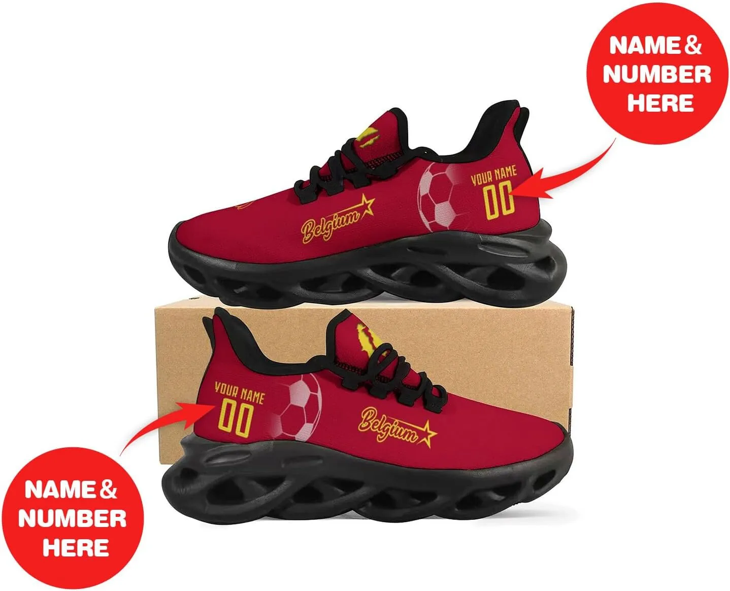 Custom Soccer National Flex Sneakers Personalized Name Number Athletic Gym Slip-on Breathable Shoes for Men Women Fans Gift