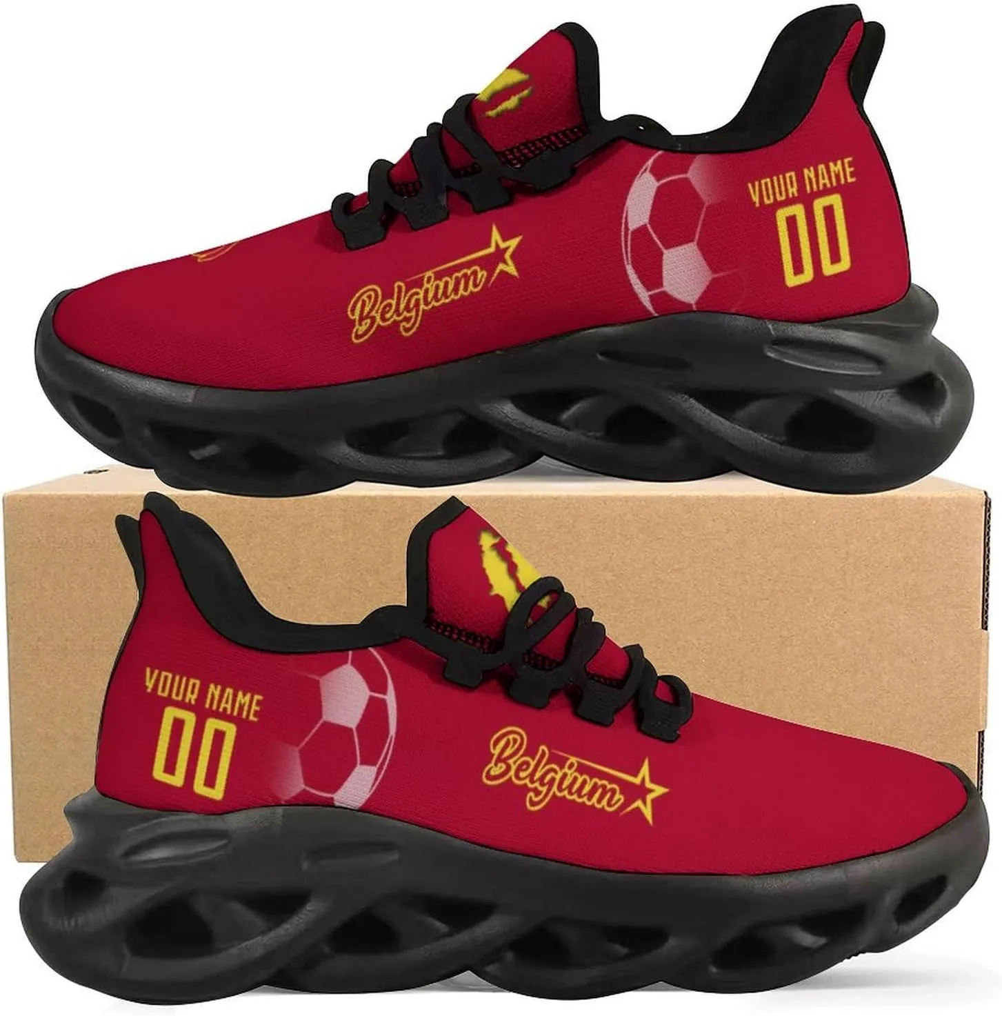 Custom Soccer National Flex Sneakers Personalized Name Number Athletic Gym Slip-on Breathable Shoes for Men Women Fans Gift