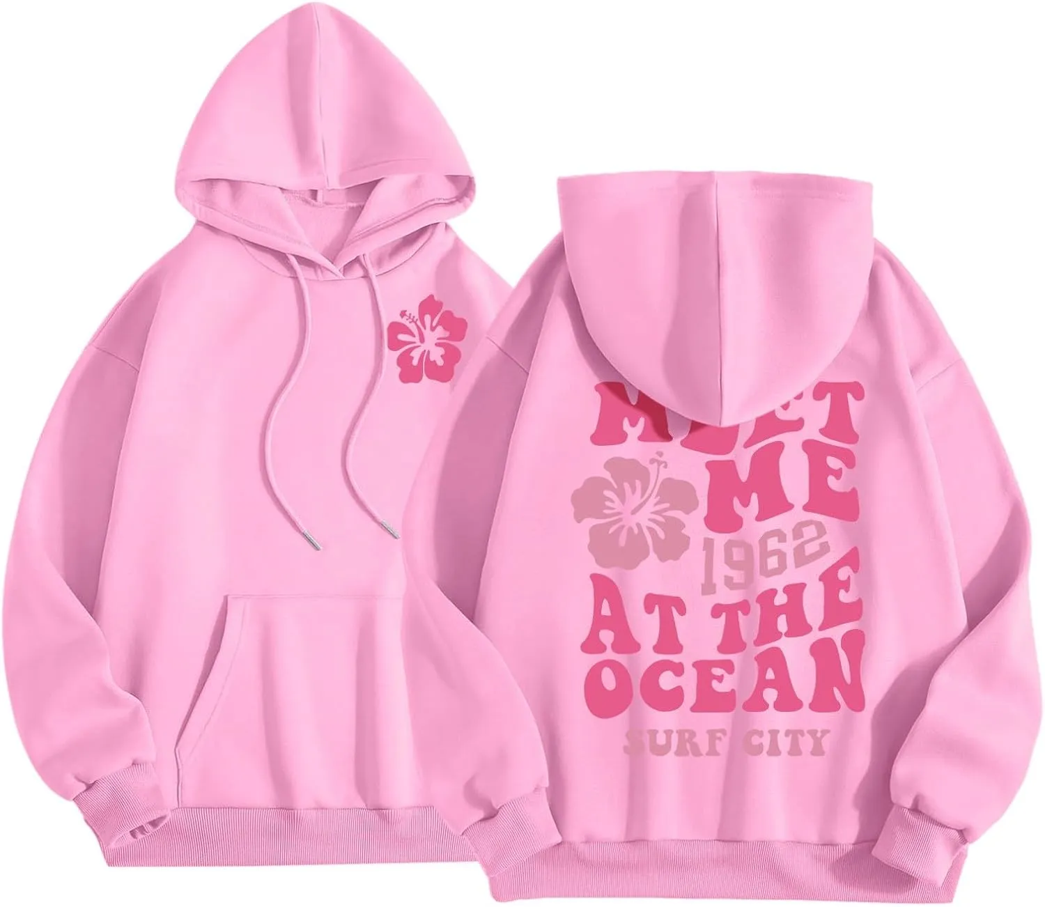 Cute 2 Piece Outfits for Women Teen Girls Preppy Puff 2024 Fall Fleece Pocket Drawstring Pullover Oversized Sweatpant