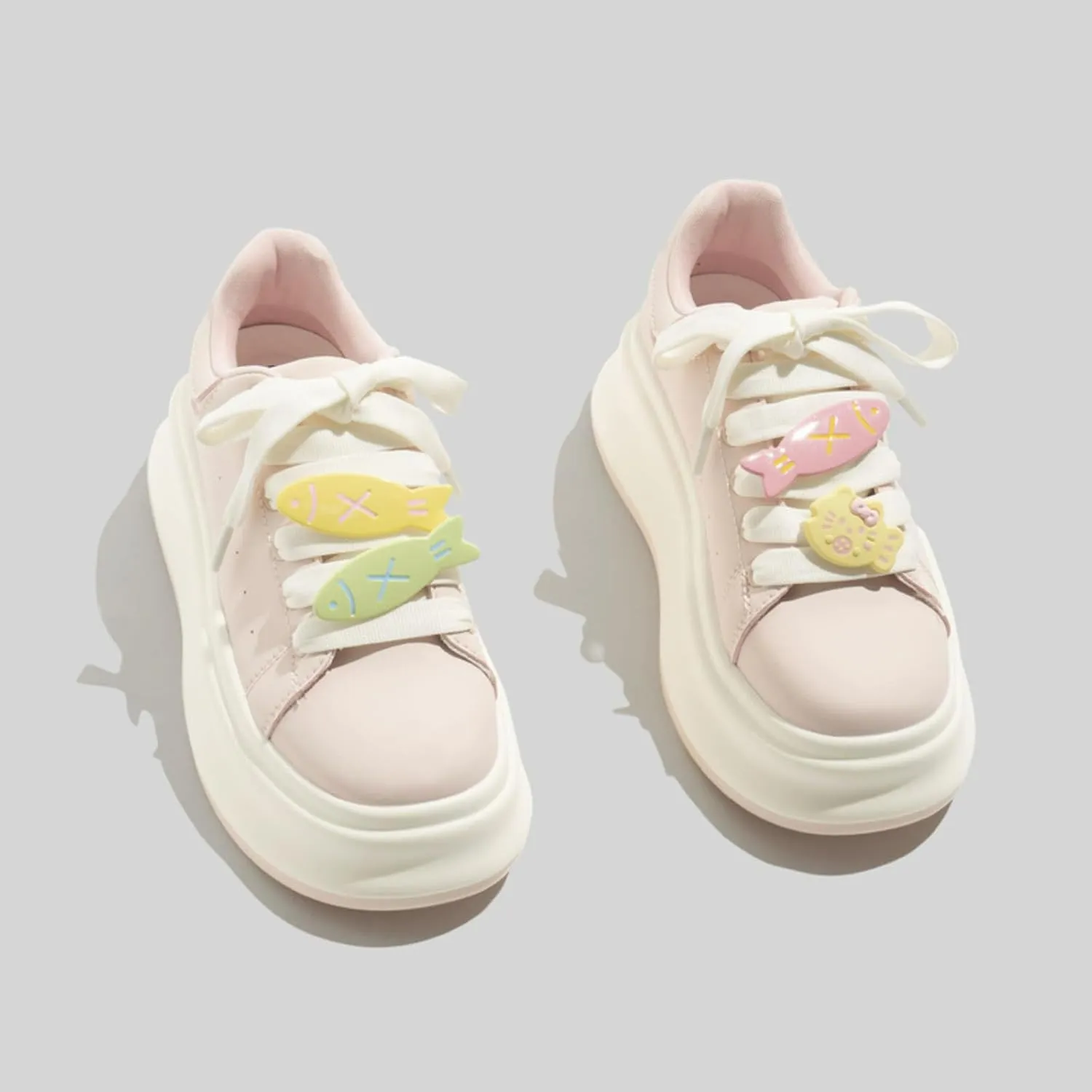 Cute Cat Fish Butterfly Chunky Platform Sneakers Women Y2K Aesthetic 2.4" Height Increase Casual Outfit Cute Walking Shoes