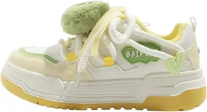 Cute Y2K Chunky Sneakers for Student Girls Everyday Style Animal Themed Shoes with Soft Sole and Frog Charm